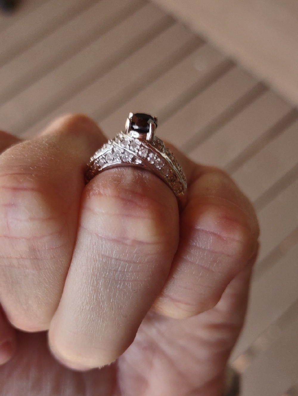 Black And Clear Natural Diamond Ring 10kt White Gold, Nwt, 6.5 - Picture 12 of 16